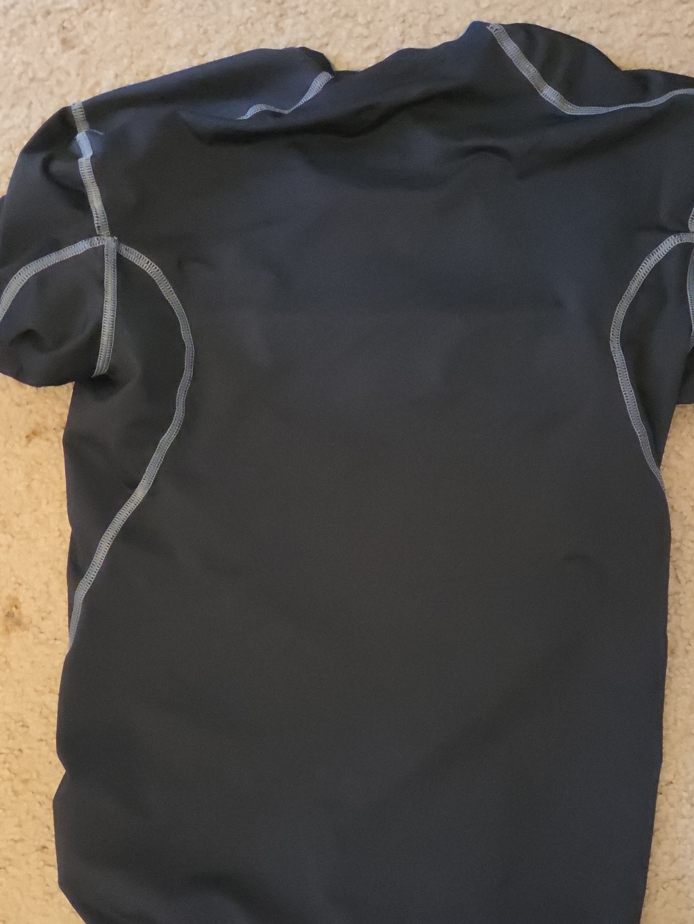 Nike Kids Dark Blue Short Sleeve One-Piece Rash Guard with Light Gray Stitching